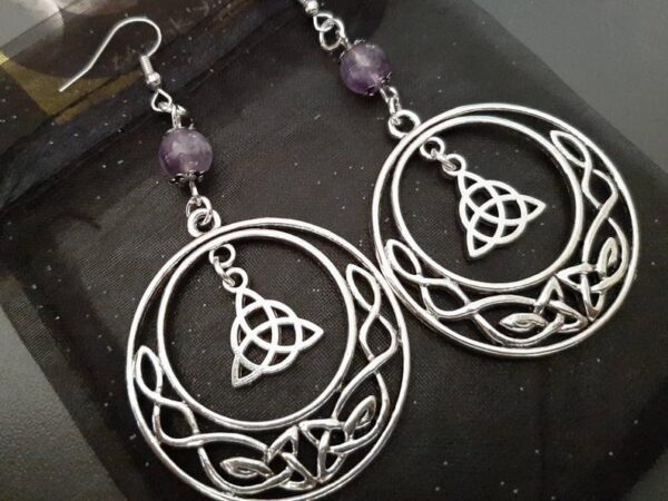 ZypyCeltic-Knot-Earrings-Pagan-Jewlery-Celtic-Jewlery-Natural-Stone-Earrings-With-Purple-Bead